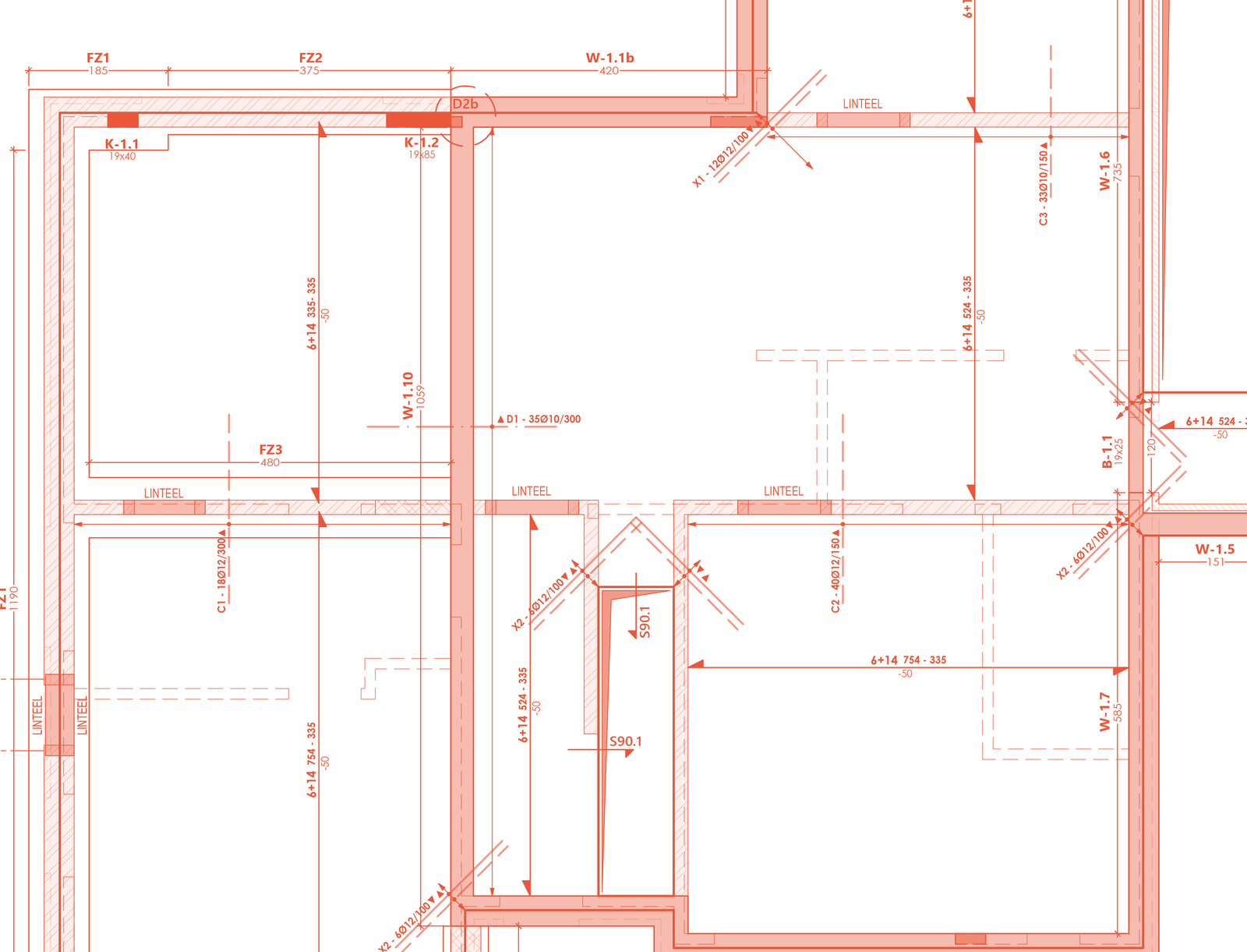 Uitgewerkt uitvoeringsplan in AutoCAD